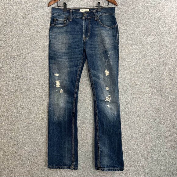 Aeropostale Jeans Men Size 29x3* Blue Driggs Slim Bootcut Distressed Cotton - Picture 13 of 14